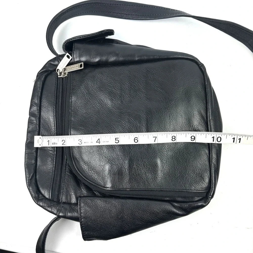 Day Makers Santa Barbara Crossbody Bag Black Leather Heavy Duty Anti Theft‎
